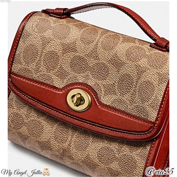 COACH KIP SIGNATURE CANVASS CROSSBODY Color: Tan Rust - Picture 2 of 8